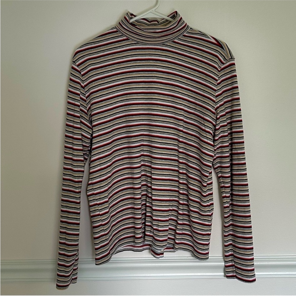 Striped Long Sleeve Turtleneck Top